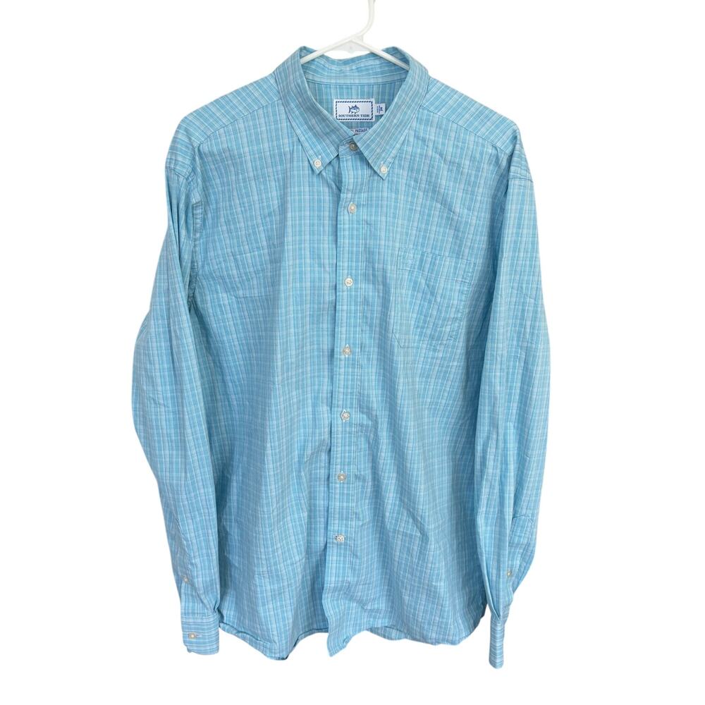 Southern Tide Light Blue Long Sleeve Plaid Button Down Mens Size XL